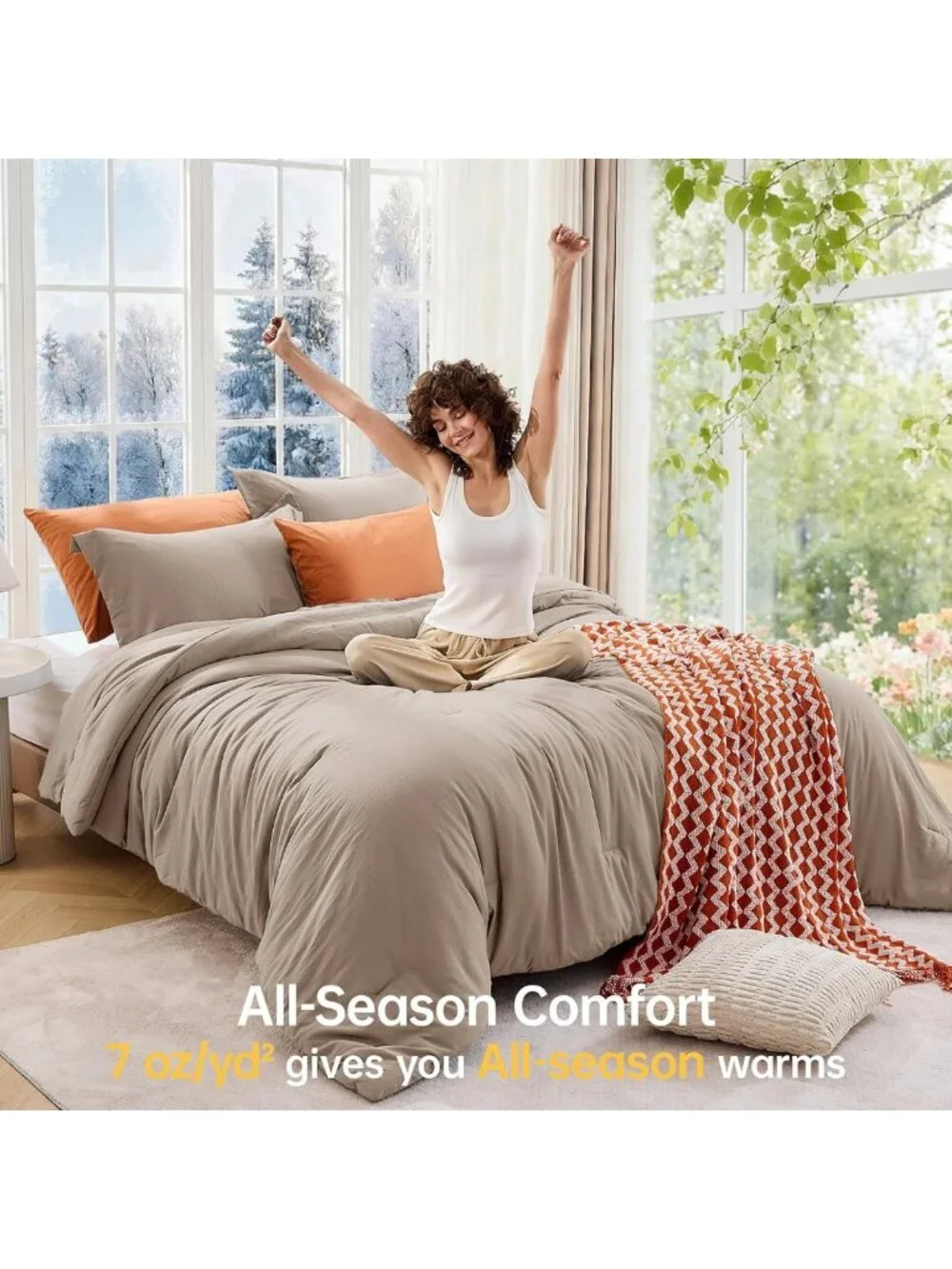 Queen Size Ultra Soft Down Alternative Comforter Set - 3 Piece Lightweight